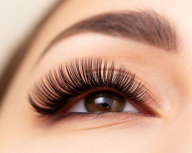 Nahaufnahme von handgefertigten Volume Fächern mit gleichmässiger Breite und weichem Finish